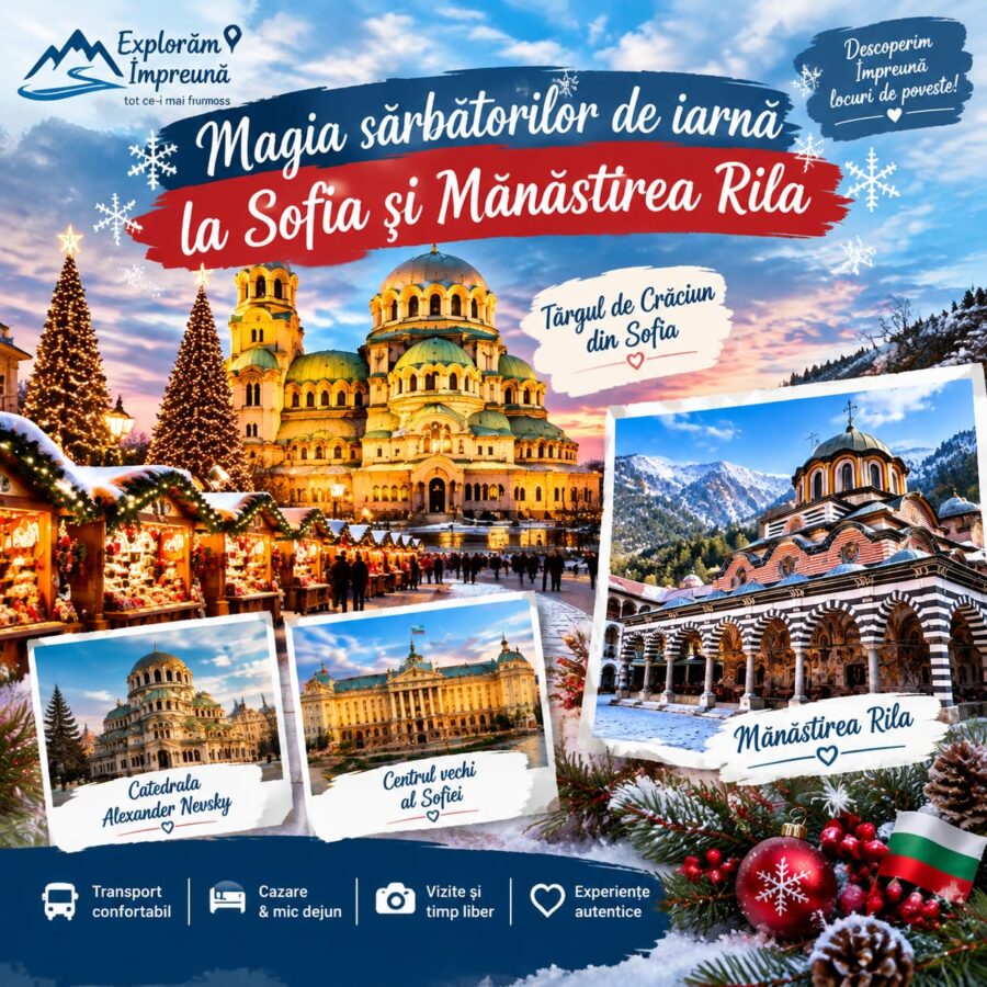 Magia sărbătorilor de iarnă în Sofia și la Mănăstirea Rila
